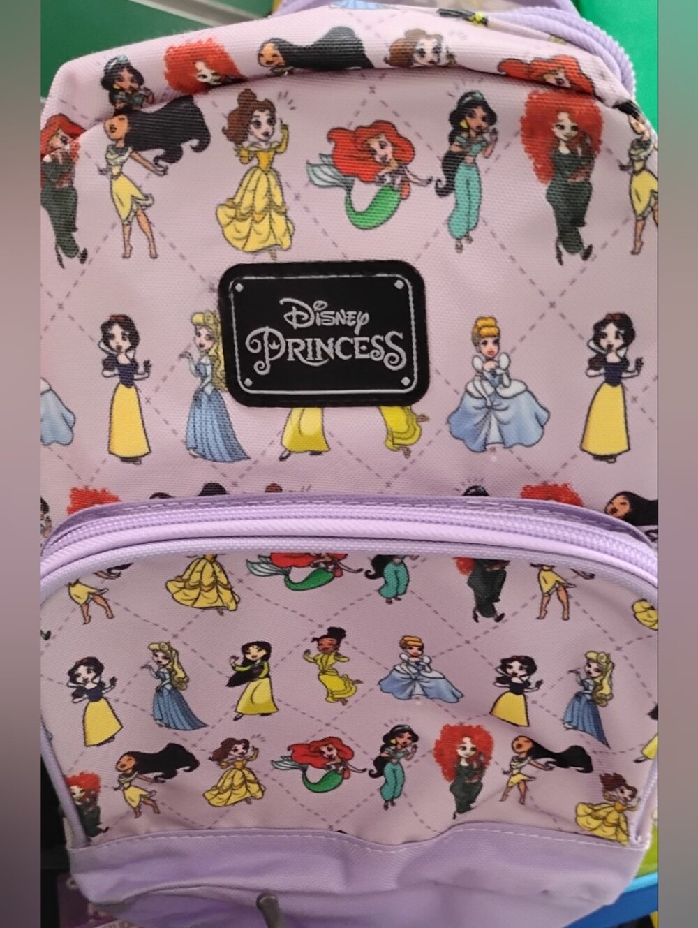 Disney Princess Lavender Kids Backpack with Colorful Princess Print